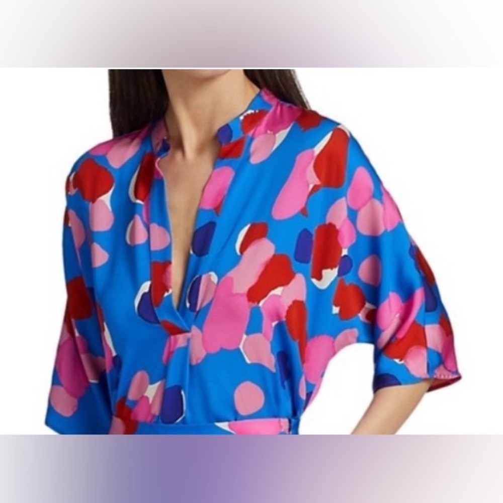 Piazza Sempione watercolor Flowy tunic size 44 floral blouse - Picture 6 of 7